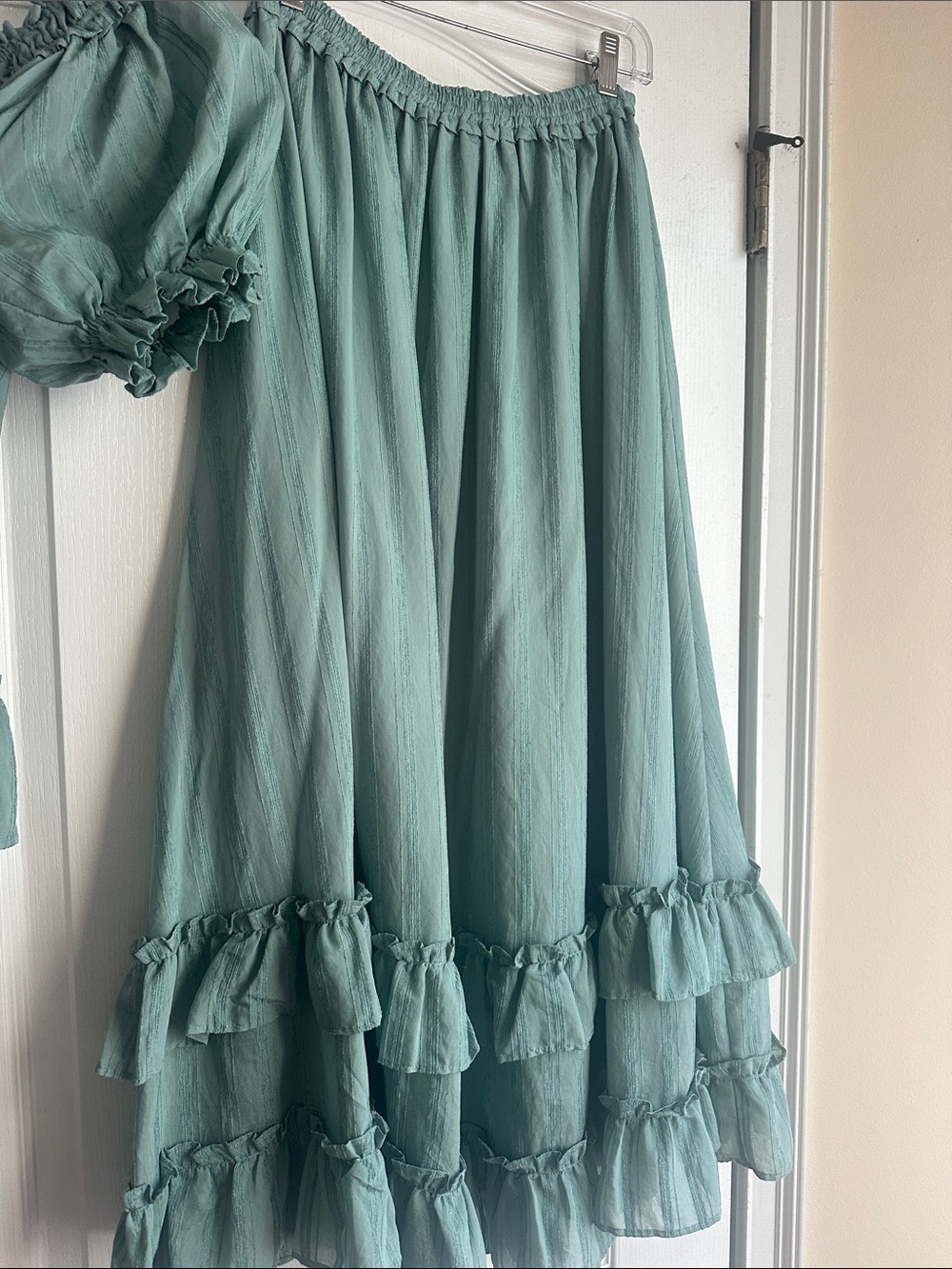 Promesa Sage Green Ruffle Tiered top & skirt worn once - Picture 4 of 5